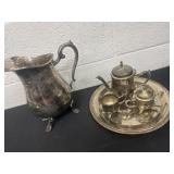 International silver compact tray teapot with