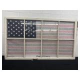 Framed vintage 8 pane door  flag of honor 2 panes