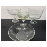 Group of pedestal dishes with glass bowl
