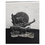 Pewter 2 dimension wolf plaque 9x9