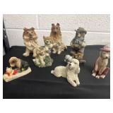 Group of dog and cat figurines