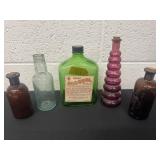 Group of old bottles green pharmacy bottle 6ï¿½