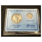 Two Silver Classics Liberty Walking Half Dollar