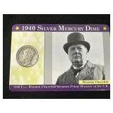 1940 Silver Mercury Dime Winston Churchill