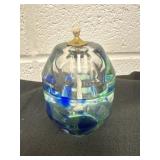 Vintage Handblown art glass Oil Lamp 4in