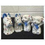 Vintage Porcelain Scottie Dog & Cat Salt and