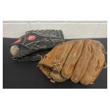 2 baseball gloves