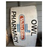 Valu Rite Owl Pharmacy Wood Sign 4ft x 6ft