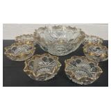 Antique Clear Crystal Gold Painted Edge Bowl