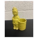 Vintage Pottery, yellow Chinese man planter.