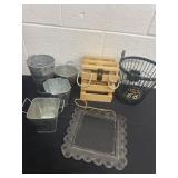 Metal Route 66 basket, metal buckets wood box