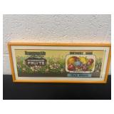 Framed honey suckle brand fruit label 6x14.5ï¿½