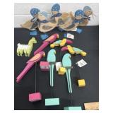 Group of wood bird and ducks