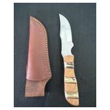 New Wood&Bond Steel Stag Knife with Sheath 5in