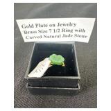 Gold Plate on Jewelry Brass Size 7 1/2 Ring with