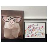 2 cute pig pictures 18 inches tall one