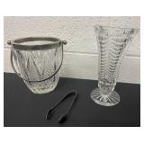 6.5ï¿½ glass ice bucket with 7.5ï¿½ crystal vase