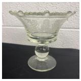6.5ï¿½ Antique Heavy Clear Glass with Etched Floral