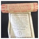 Roll of 1909-1981 solid copper Lincoln cents