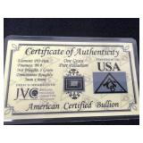 COA  one grain pure palladium  99.9 American