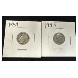 1944 and 1945 Mercury Dimes