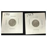 Two 1945 Mercury Dimes