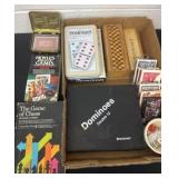 Group of dominoï¿½s and cards and dice and game