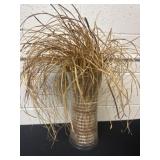 14' glass vase with fake grass