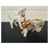 Donkey planter with figurine