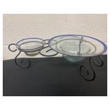 Hand-blown clear glass bowls with chipped and
