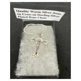 Quality Warm Silver Jesus On Cross on Sterling