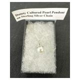Dainty Cultured Pearl Pendant on Sterling Silver
