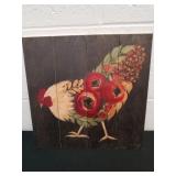12x12-in wooden painted chicken picture