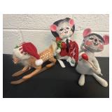 3 Vintage Annalee Doll valentines mouse and