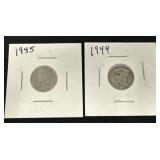 1944 and 1945 Mercury Dime