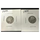 Two 1944 Mercury Dimes