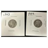 1943 and 1944 Mercury Dimes