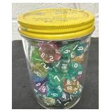Polyhedral Misc Dice in Vintage Jar 4.5x3