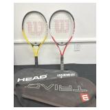 2 Wilson Tennis Rackets with Cases