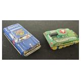 Vintage Tin Litho Cars, m51 Tank and US Navy Car