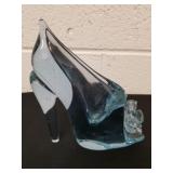 Vintage purple glass slipper figurine possibly