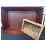 Wood tray with basket 22ï¿½x15ï¿½