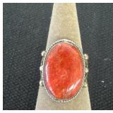 Size 7.5 925 Sterling Silver Ring Natural Sponge
