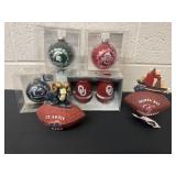 Group of new college team ornaments and figurines