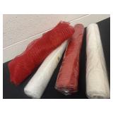 4 rolls of tulle red and white