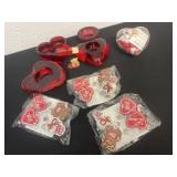Red glass heart candle holders and Valentines