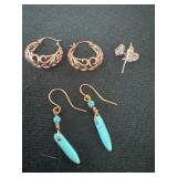3 pairs of cooper earrings