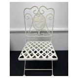 Vintage Cute Metal Decor White Folding Chair