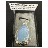 All Nickel Silver with Moonstone Pendant on Silk