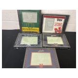 Group of football and baseball picture frames